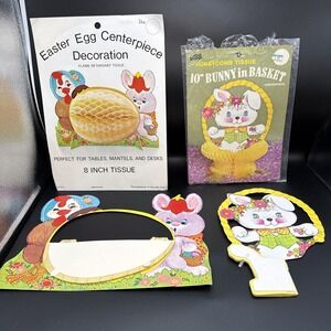 Lot of 2 Vintage Honeycomb Decoration Easter Peck Eureka USA